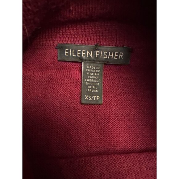 Eileen Fisher XS Merino Wool Red Turtleneck Long Tunic Sweater Minimalist - Picture 3 of 5